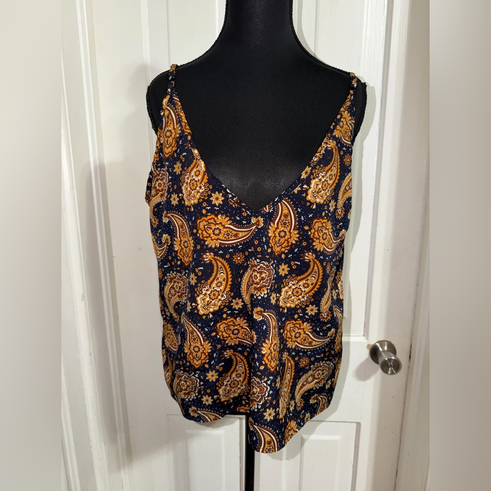 SHEIN size large Navy and Gold Paisley Camisole,‎ shirt, top, tank top